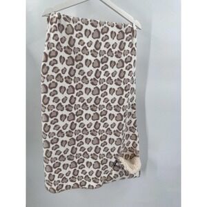 Muk Luks Cream Leopard Print Scarf with Faux Fur Pockets